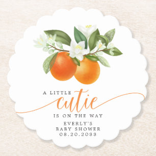 Orange Citrus Little Cutie On The Way Baby Shower Untersetzer
