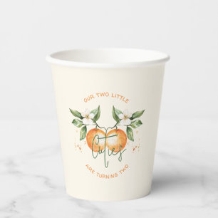 Orange Citrus Little Cutie Twin Geburtstagsfeier Pappbecher