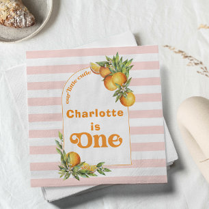 Orange Citrus Little Süsse 1. Geburtstagspapier Serviette