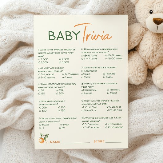 Orange Citrus Little Süsse Baby Showkarte Einladung