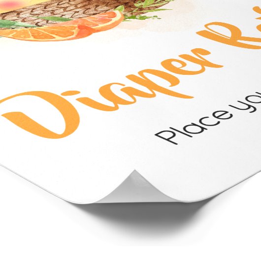 Orange Citrus Little Süsse Diaper Raffle Poster (Ecke)