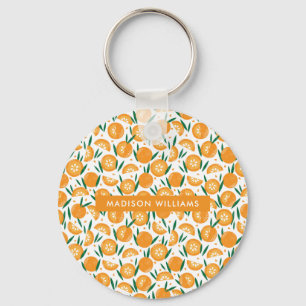 Orange Citrus Muster benutzerdefinierter Name Alum Schlüsselanhänger