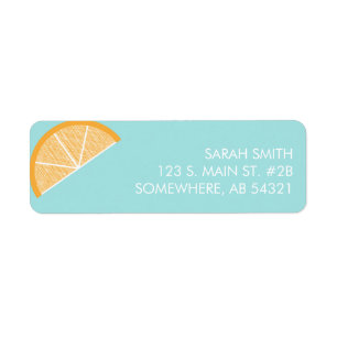 Orange citrus slice aqua return address label