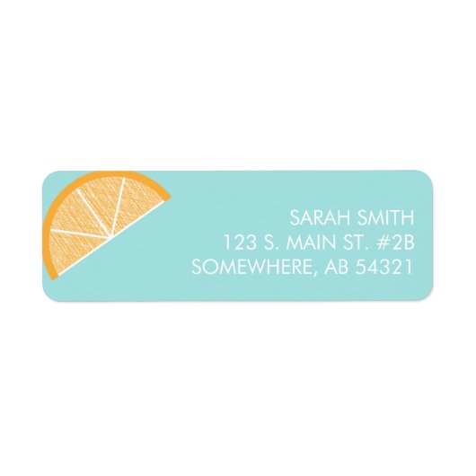 Orange citrus slice aqua return address label (Vorne)