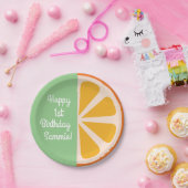 Orange Citrus Slice Niedlich 1. Geburtstag Teller (Party)