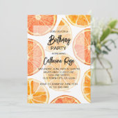 Orange Citrus Slice Sommer Geburtstagsparty Einladung (Stehend Vorderseite)