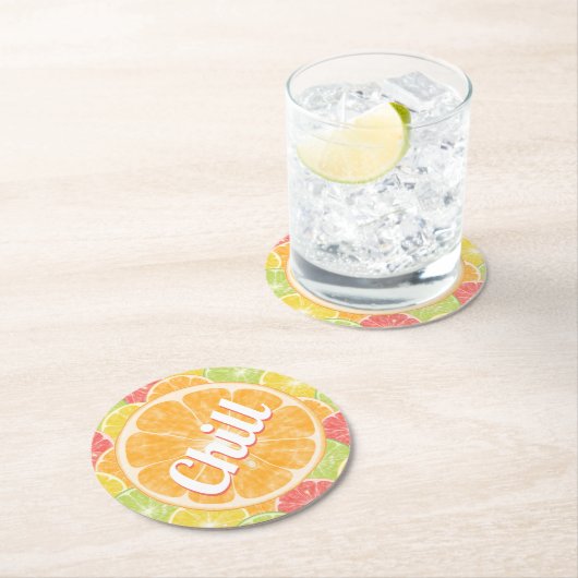 Orange Citrus Slices Chill Runder Pappuntersetzer (Vor Ort)