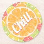 Orange Citrus Slices Chill Runder Pappuntersetzer (Vorderseite)