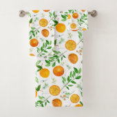 Orange Citrus Sommer Floral Botanisches Muster Badhandtuch Set (Insitu)