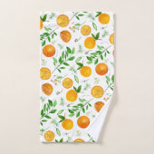 Orange Citrus Sommer Floral Botanisches Muster Badhandtuch Set (Handtuch)