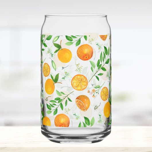 Orange Citrus Sommer Floral Botanisches Muster Dosenglas