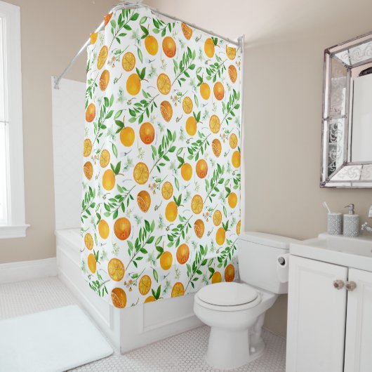 Orange Citrus Sommer Floral Botanisches Muster Duschvorhang (Beispiel)
