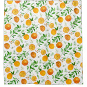 Orange Citrus Sommer Floral Botanisches Muster Duschvorhang (Vorderseite)