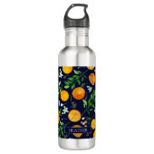 Orange Citrus Sommer Floral Botanisches Muster Edelstahlflasche (Vorderseite)