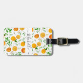 Orange Citrus Sommer Floral Botanisches Muster Gepäckanhänger (Vorderseite horizontal)