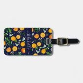 Orange Citrus Sommer Floral Botanisches Muster Gepäckanhänger (Vorderseite horizontal)