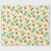 Orange Citrus Sommer Floral Botanisches Muster Geschenkpapier (Flach)