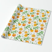 Orange Citrus Sommer Floral Botanisches Muster Geschenkpapier (Ungerollt)