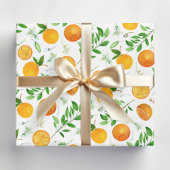 Orange Citrus Sommer Floral Botanisches Muster Geschenkpapier Set