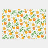 Orange Citrus Sommer Floral Botanisches Muster Geschenkpapier Set (Vorderseite 3)