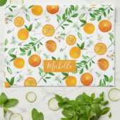 Orange Citrus Sommer Floral Botanisches Muster Geschirrtuch (Gefaltet)
