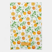 Orange Citrus Sommer Floral Botanisches Muster Geschirrtuch (Vertikal)
