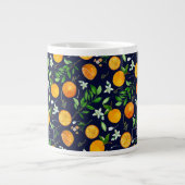 Orange Citrus Sommer Floral Botanisches Muster Jumbo-Tasse (Vorderseite)