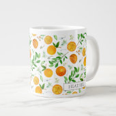 Orange Citrus Sommer Floral Botanisches Muster Jumbo-Tasse (Vorderseite Rechts)