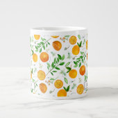 Orange Citrus Sommer Floral Botanisches Muster Jumbo-Tasse (Vorderseite)
