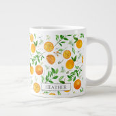 Orange Citrus Sommer Floral Botanisches Muster Jumbo-Tasse (Rechts)