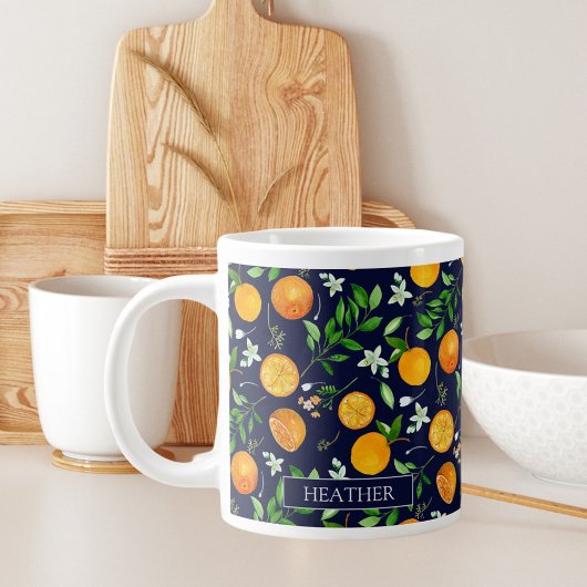 Orange Citrus Sommer Floral Botanisches Muster Jumbo-Tasse