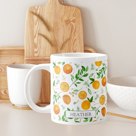 Orange Citrus Sommer Floral Botanisches Muster Jumbo-Tasse