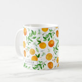 Orange Citrus Sommer Floral Botanisches Muster Kaffeetasse (Vorderseite Links)