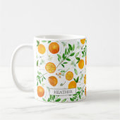 Orange Citrus Sommer Floral Botanisches Muster Kaffeetasse (Links)
