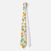 Orange Citrus Sommer Floral Botanisches Muster Krawatte (Vorderseite)