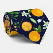 Orange Citrus Sommer Floral Botanisches Muster Krawatte (Gerollt)