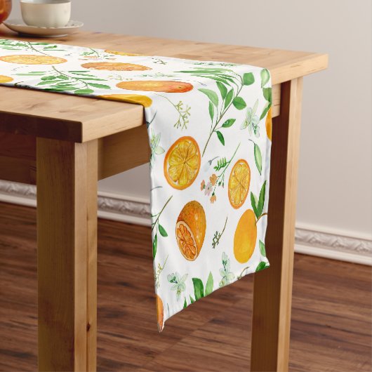 Orange Citrus Sommer Floral Botanisches Muster Kurzer Tischläufer (Beispiel)