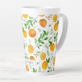 Orange Citrus Sommer Floral Botanisches Muster Milchtasse (Rechte Ecke)