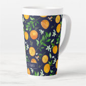 Orange Citrus Sommer Floral Botanisches Muster Milchtasse (Rechte Ecke)