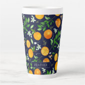 Orange Citrus Sommer Floral Botanisches Muster Milchtasse (Vorderseite)