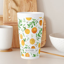 Orange Citrus Sommer Floral Botanisches Muster Milchtasse