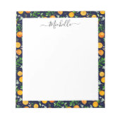 Orange Citrus Sommer Floral Botanisches Muster Notizblock (Vorderseite)