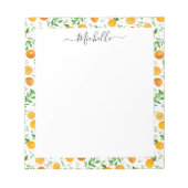 Orange Citrus Sommer Floral Botanisches Muster Notizblock (Vorderseite)