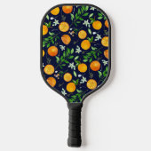 Orange Citrus Sommer Floral Botanisches Muster Pickleball Schläger (Rückseite)