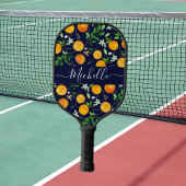 Orange Citrus Sommer Floral Botanisches Muster Pickleball Schläger