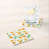 Orange Citrus Sommer Floral Botanisches Muster Rechteckiger Pappuntersetzer (Vor Ort)