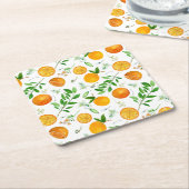 Orange Citrus Sommer Floral Botanisches Muster Rechteckiger Pappuntersetzer (angewinkelt)