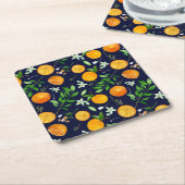 Orange Citrus Sommer Floral Botanisches Muster Rechteckiger Pappuntersetzer (angewinkelt)