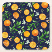 Orange Citrus Sommer Floral Botanisches Muster Rechteckiger Pappuntersetzer (Vorderseite)