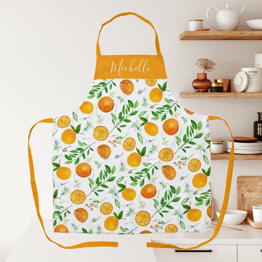 Orange Citrus Sommer Floral Botanisches Muster Schürze